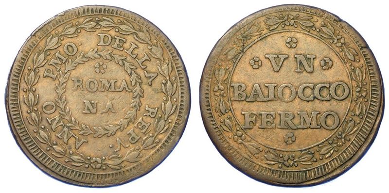 FERMO. PRIMA REPUBBLICA ROMANA, 1798-1799. Baiocco (1798) IV Tipo.  - Asta Numismatica - I - Cambi Casa d'Aste