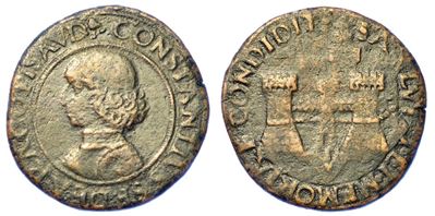Pesaro. Costanzo Sforza, 1473-1483. Prova della Mezza Lira o Medaglia.
