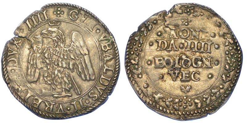 URBINO. GUIDOBALDO II DELLA ROVERE, 1538-1574. Da 4 bolognini vecchi.  - Auction Numismatics - I - Cambi Casa d'Aste