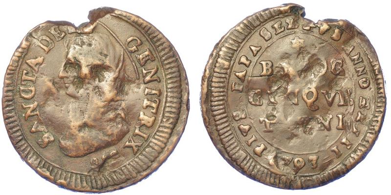 TERNI. PIO VI, 1775-1799. Madonnina da 5 Baiocchi 1797/A. XXIII.  - Auction Numismatics - I - Cambi Casa d'Aste