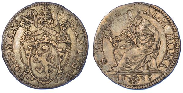 ROMA. SISTO V, 1585-1590. Testone 1588.