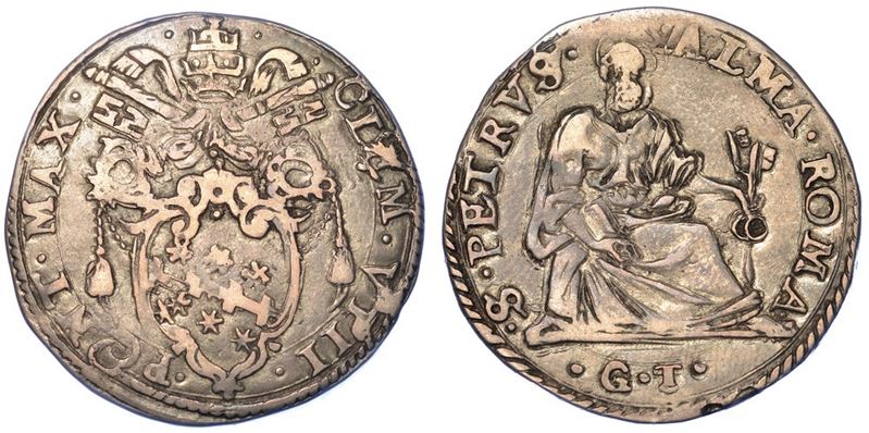 ROMA. CLEMENTE VIII, 1592-1605. Testone.  - Auction Numismatics - I - Cambi Casa d'Aste