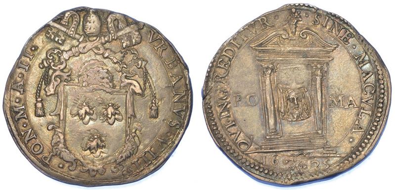 ROMA. URBANO VIII, 1623-1644. Testone 1625/A. II.  - Asta Numismatica - I - Cambi Casa d'Aste