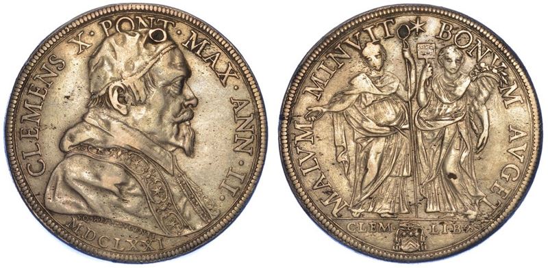 ROMA. CLEMENTE X, 1670-1676. Piastra 1671/A. II.  - Auction Numismatics - I - Cambi Casa d'Aste