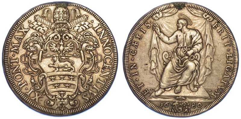 ROMA. INNOCENZO XI, 1676-1689. Piastra 1680.  - Asta Numismatica - I - Cambi Casa d'Aste