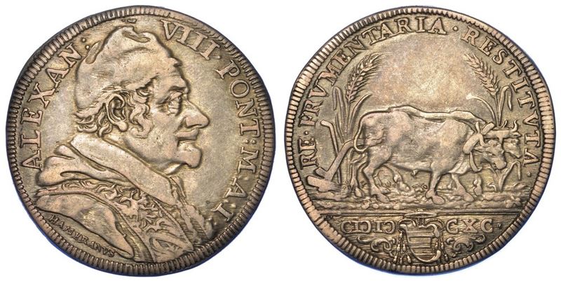 ROMA. ALESSANDRO VIII, 1689-1691. Testone 1690/A. I.  - Asta Numismatica - I - Cambi Casa d'Aste