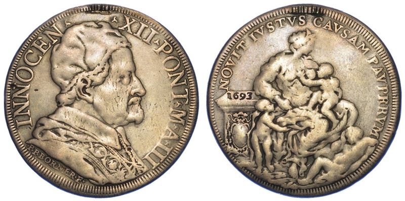 ROMA. INNOCENZO XII, 1691-1700. Piastra 1693/A. III.  - Auction Numismatics - I - Cambi Casa d'Aste