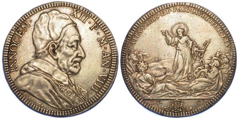 ROMA. INNOCENZO XII, 1691-1700. Piastra 1698/A. VIII.  - Asta Numismatica - I - Cambi Casa d'Aste