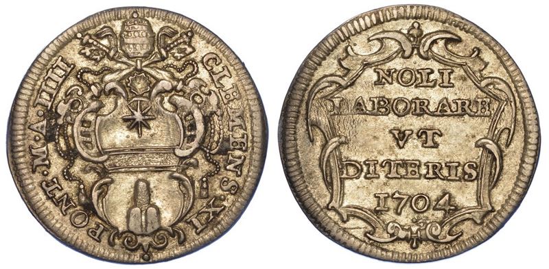 ROMA. CLEMENTE XI, 1700-1721. Giulio 1704/A. IV.  - Auction Numismatics - I - Cambi Casa d'Aste
