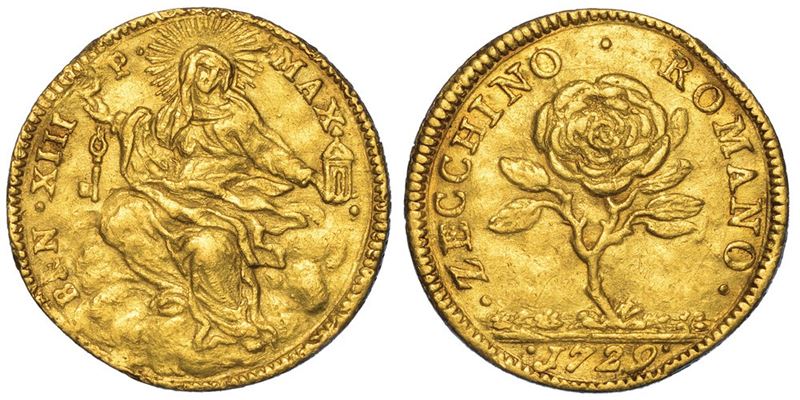ROMA. BENEDETTO XIII, 1724-1730. Zecchino 1729.  - Asta Numismatica - I - Cambi Casa d'Aste
