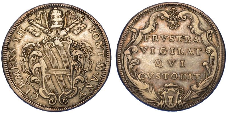 ROMA. CLEMENTE XII, 1730-1740. Mezza piastra A. V.  - Auction Numismatics - I - Cambi Casa d'Aste