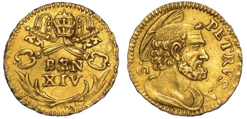 ROMA. BENEDETTO XIV, 1740-1780. Mezzo scudo d'oro s.d.  - Asta Numismatica - I - Cambi Casa d'Aste