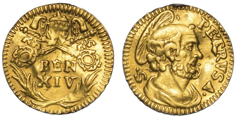 ROMA. BENEDETTO XIV, 1740-1780. Mezzo scudo d'oro s.d.  - Asta Numismatica - I - Cambi Casa d'Aste