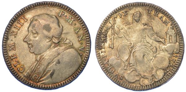ROMA. CLEMENTE XIII, 1758-1769. Doppio giulio 1762/A. V.