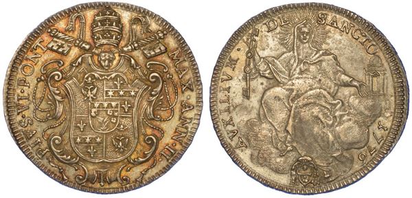 ROMA. PIO VI, 1775-1799. Mezzo scudo 1776/A. II.