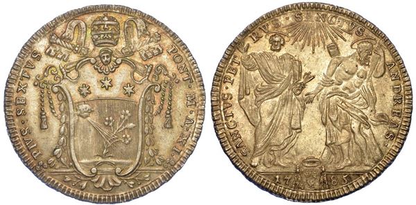 ROMA. PIO VI, 1775-1799. Sessanta Baiocchi 1795/A. XXI.