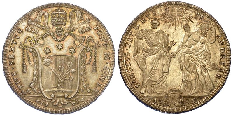 ROMA. PIO VI, 1775-1799. Sessanta Baiocchi 1795/A. XXI.  - Asta Numismatica - I - Cambi Casa d'Aste