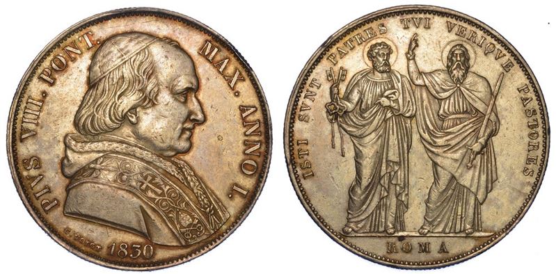 ROMA. PIO VIII, 1829-1830. Scudo 1830/A. I.  - Asta Numismatica - I - Cambi Casa d'Aste