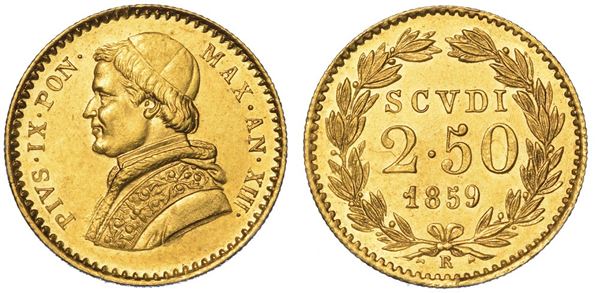 ROMA. PIO IX, 1846-1878. 2,50 Scudi 1859/A. XIII.