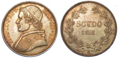 Roma. Pio IX, 1846-1878. Scudo 1853/a. VII.
