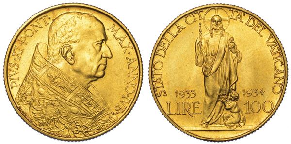 ROMA. PIO XI, 1922-1939. 100 Lire 1933-1934.