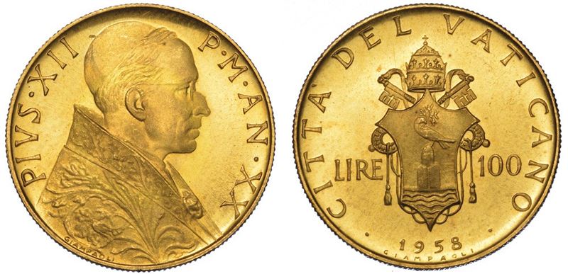 ROMA. PIO XII, 1939-1958. 100 Lire 1958/A. XX.  - Auction Numismatics - I - Cambi Casa d'Aste