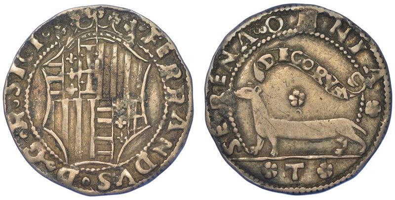 NAPOLI. FERDINANDO I D'ARAGONA, 1458-1494. Mezzo carlino o armellino.  - Asta Numismatica - I - Cambi Casa d'Aste