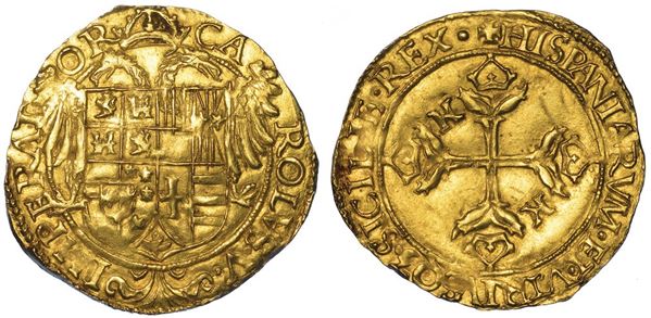 NAPOLI. CARLO V D'ASBURGO, 1516-1556. Scudo d'oro.