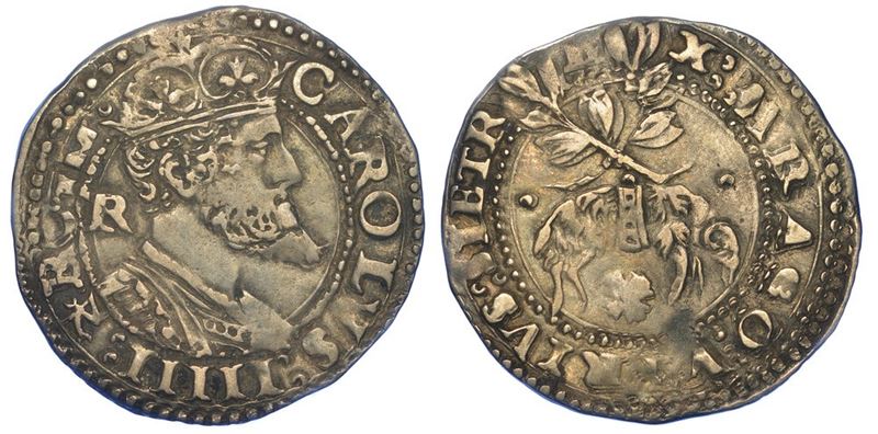 NAPOLI. CARLO V D'ASBURGO, 1516-1556. Carlino.  - Auction Numismatics - I - Cambi Casa d'Aste