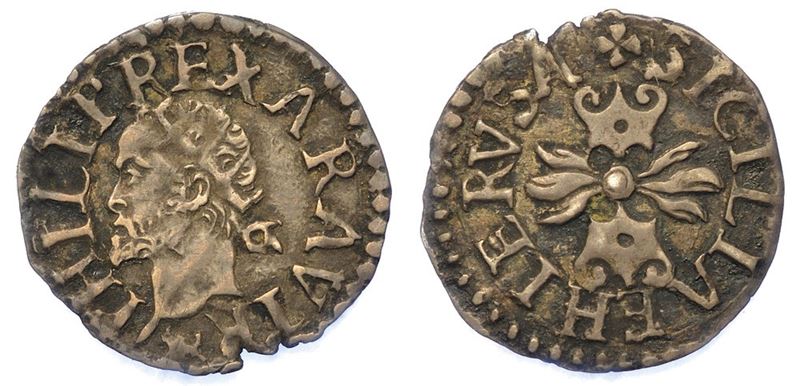 NAPOLI. FILIPPO II, 1554-1598 (II PERIODO: RE DI SPAGNA, 1556-1598). Grano.  - Asta Numismatica - I - Cambi Casa d'Aste