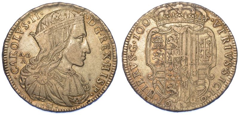 NAPOLI. CARLO II DI SPAGNA, 1665-1700. Ducato 1689.  - Auction Numismatics - I - Cambi Casa d'Aste