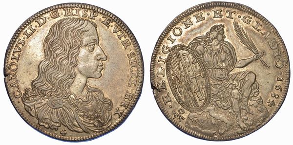 NAPOLI. CARLO II DI SPAGNA, 1665-1700. Mezzo ducato 1684.