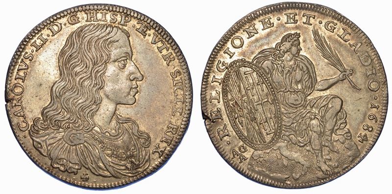 NAPOLI. CARLO II DI SPAGNA, 1665-1700. Mezzo ducato 1684.  - Asta Numismatica - I - Cambi Casa d'Aste