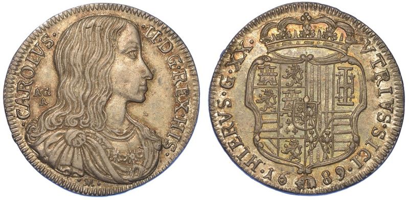 NAPOLI. CARLO II DI SPAGNA, 1665-1700. Tarì 1689.  - Auction Numismatics - I - Cambi Casa d'Aste