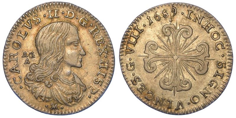 NAPOLI. CARLO II DI SPAGNA, 1665-1700. 8 grana 1689.  - Auction Numismatics - I - Cambi Casa d'Aste