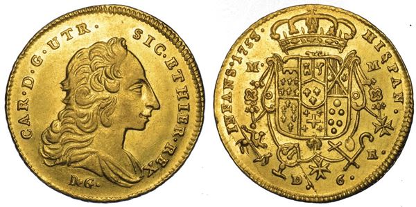 NAPOLI. CARLO DI BORBONE, 1734-1759. 6 ducati 1753.