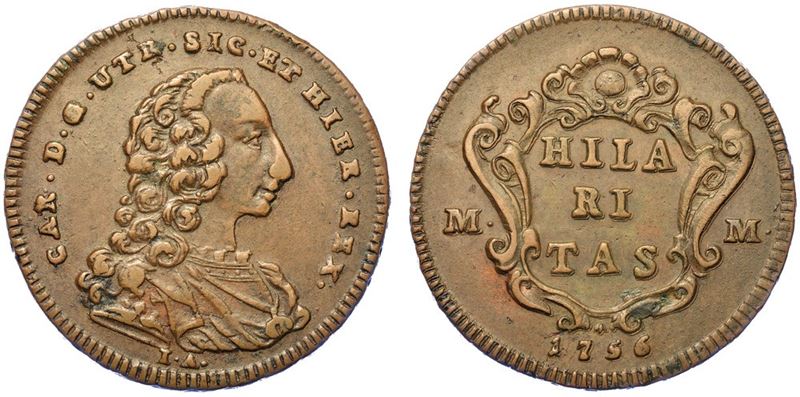 NAPOLI. CARLO DI BORBONE, 1734-1759. Grano 1756.  - Auction Numismatics - I - Cambi Casa d'Aste