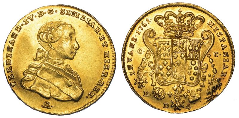 NAPOLI. FERDINANDO IV DI BORBONE, 1759-1816. 4 ducati 1761.  - Auction Numismatics - I - Cambi Casa d'Aste