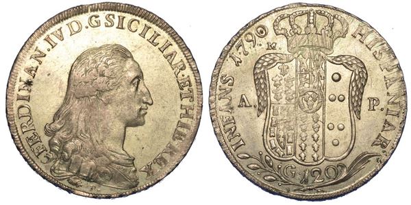 NAPOLI. FERDINANDO IV DI BORBONE, 1759-1816. Piastra da 120 Grana 1790.