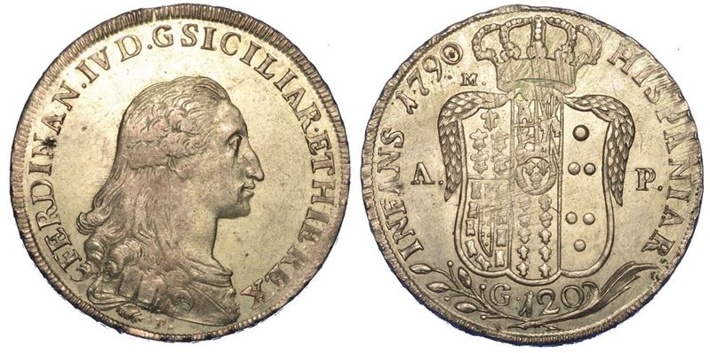 NAPOLI. FERDINANDO IV DI BORBONE, 1759-1816. Piastra da 120 Grana 1790.  - Auction Numismatics - I - Cambi Casa d'Aste