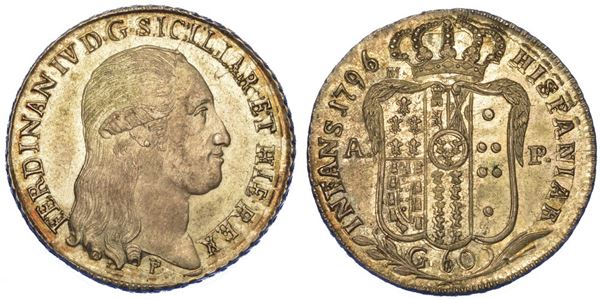 NAPOLI. FERDINANDO IV DI BORBONE, 1759-1816. Mezza piastra da 60 Grana 1796.