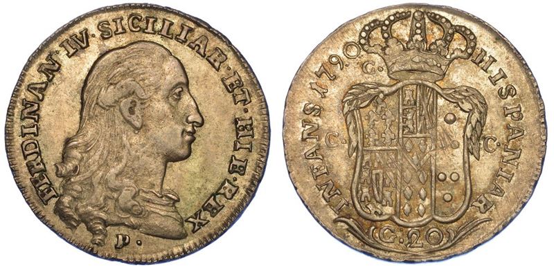NAPOLI. FERDINANDO IV DI BORBONE, 1759-1816. Tarì da 20 Grani 1790.  - Auction Numismatics - I - Cambi Casa d'Aste