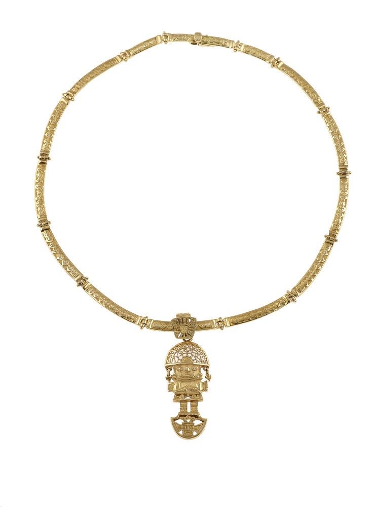 Collana a segmenti con pendente “azteco”  - Asta Gioielli - Cambi Casa d'Aste