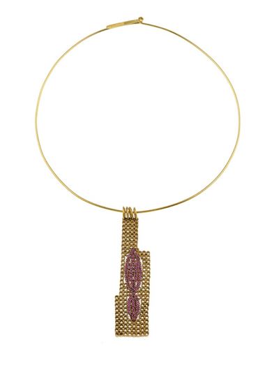 Collana Rigida con Pendente con Piccoli Rubini