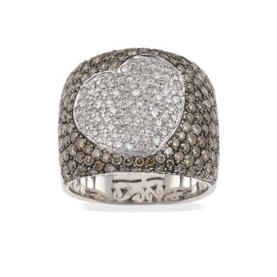 Anello con Pavè di Diamanti e Diamanti Brown