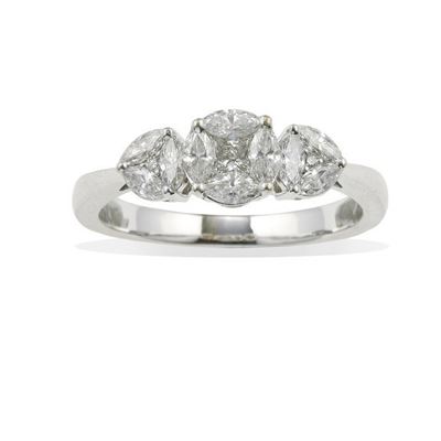 Anello con Diamanti Taglio Navette, Square e Brillante