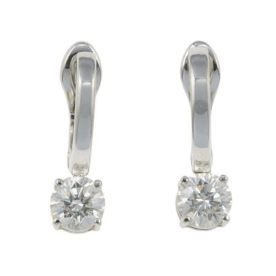 Orecchini, diamanti taglio brillante per ca. 1,20 ct totali, montatura in oro bianco 750/1000