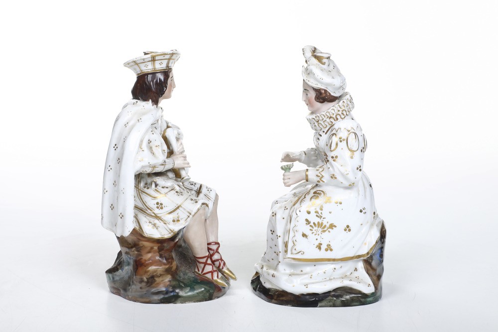 Coppia di Figure Porta Profumo.francia, Manifattura di Jacob Petit, Metà del XIX Secolo.