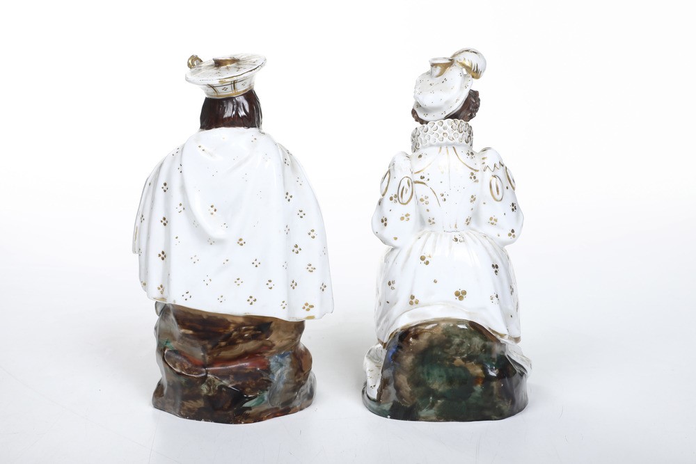 Coppia di Figure Porta Profumo.francia, Manifattura di Jacob Petit, Metà del XIX Secolo.