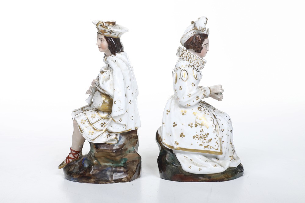 Coppia di Figure Porta Profumo.francia, Manifattura di Jacob Petit, Metà del XIX Secolo.